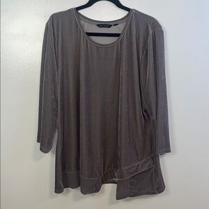 H by Halston Velvet Asymmetrical Blouse - Gray